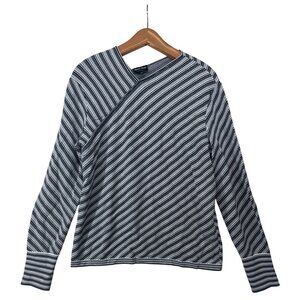 Giorgio Armani Women Sweater Sz 50 L Stripe Asymmetric Black Label Designer City